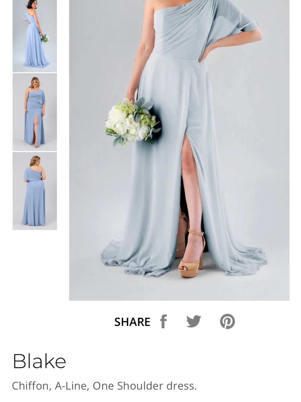 Blake One-Shoulder Chiffon Dress in gray